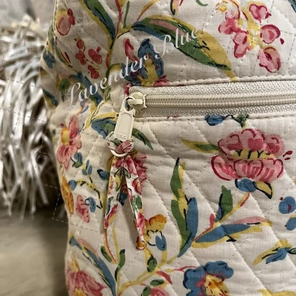Vintage VERA BRADLEY Perennials 1998  Backpack Sling USA Cream Blue Pink Floral - Picture 7 of 17